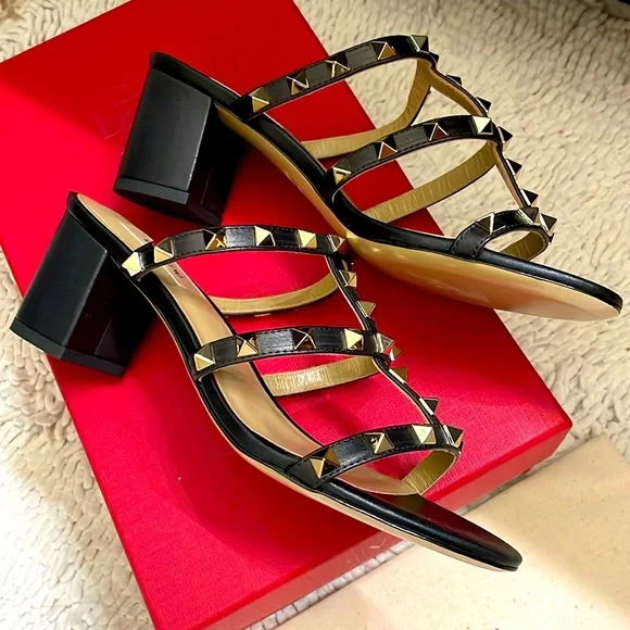 VALENTINO ROCKSTUD CAGED 60 LEATHER SANDAL - Picture 3 of 4